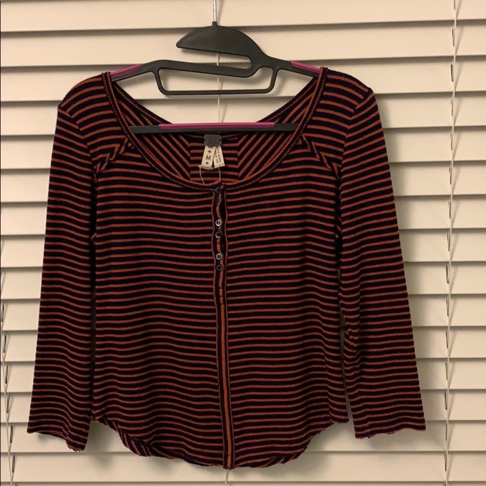 Free people 3/4 sleeve button up